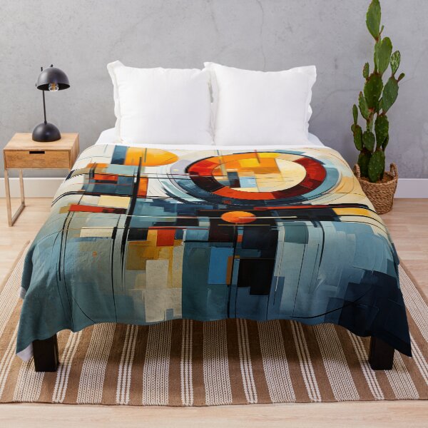Item preview, Abstract Geometric Circles in Orange and Blue Modern Art designed and sold by GutyzDesignsES.