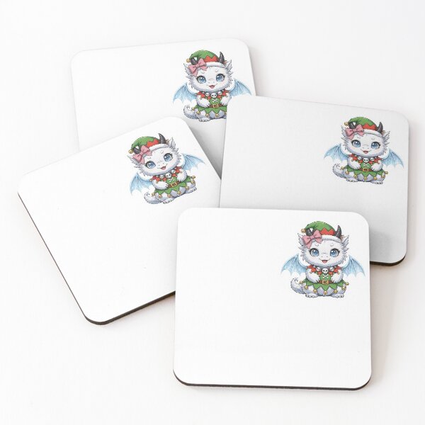 Item preview, Kawaii Christmas Goth Dragon Elf - Cute White Baby Dragon with Bow - Pastel Goth Holiday Sticker designed and sold by Goth Pets .