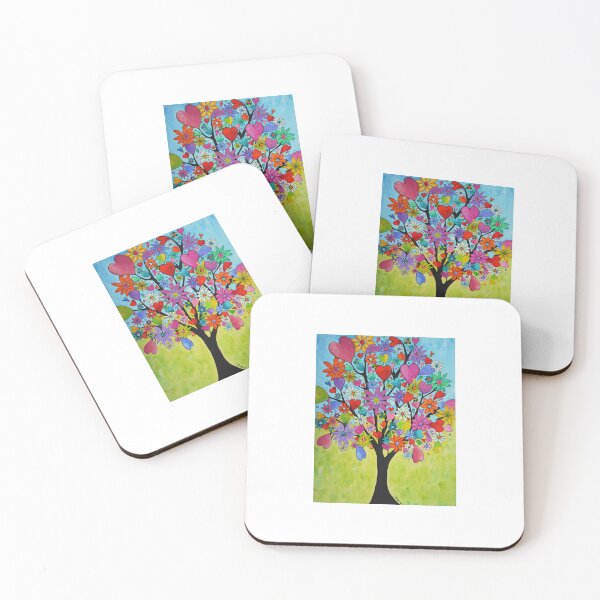 Item preview, Happy Love Tree Colorful Floral Heart Flower Art designed and sold by Sharon Cummings Art.