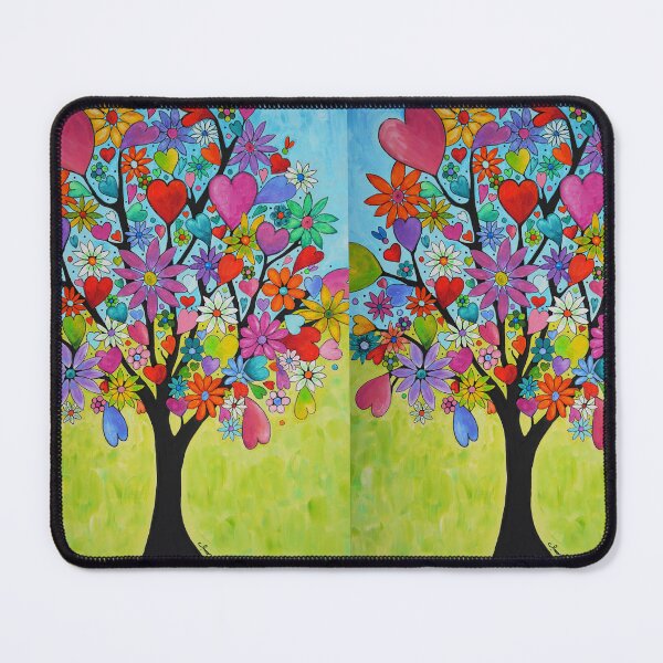 Item preview, Happy Love Tree Colorful Floral Heart Flower Art designed and sold by Sharon Cummings Art.