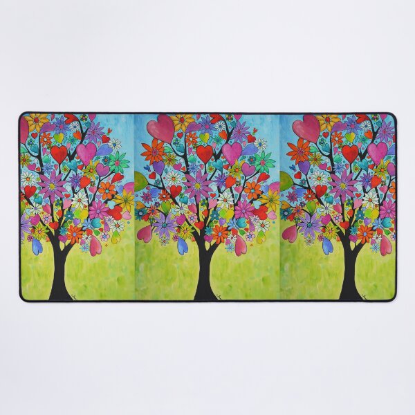 Item preview, Happy Love Tree Colorful Floral Heart Flower Art designed and sold by Sharon Cummings Art.