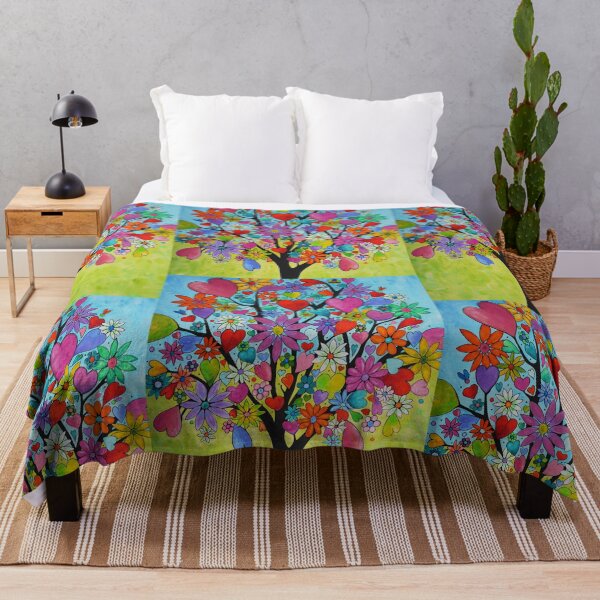 Item preview, Happy Love Tree Colorful Floral Heart Flower Art designed and sold by Sharon Cummings Art.
