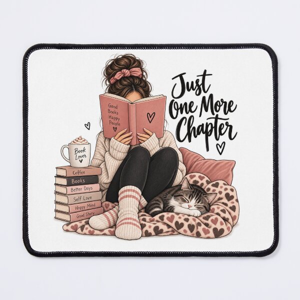 Item preview, Just One More Chapter – Cozy Reader and Sleeping Cat designed and sold by Jolie Cadence.