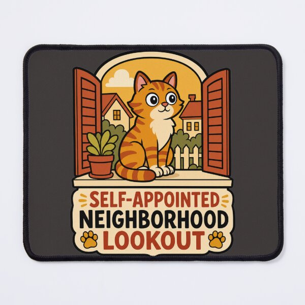 Item preview, Self-Appointed Neighborhood Lookout — Funny Cartoon Cat Tee designed and sold by Dbm Teeverse.