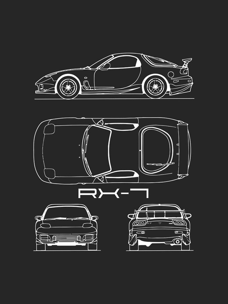 Thumbnail 4 of 4, iPhone Case, Detailed RX Blueprint Design with Technical Drawing Style designed and sold by Ryou113.