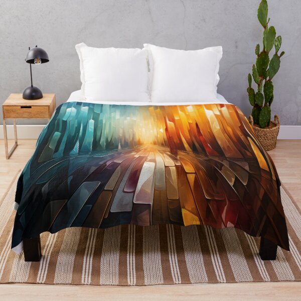 Item preview, Abstract Light and Shadow – Modern Blue and Orange Geometric Art designed and sold by GutyzDesignsES.