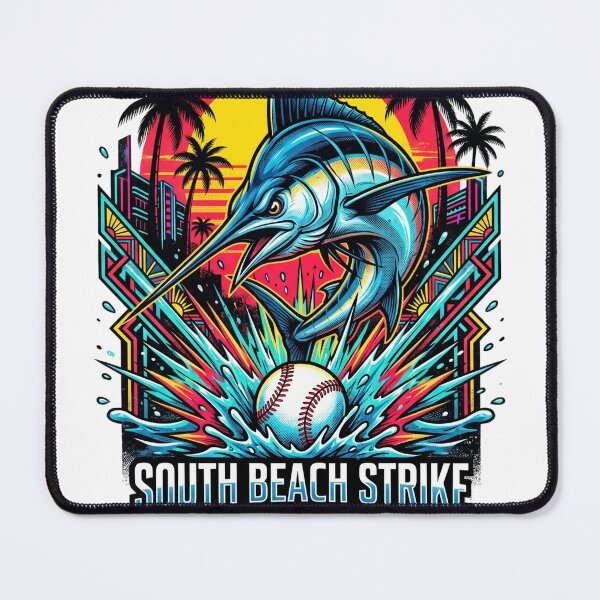 Item preview, South Beach Baseball Marlin T-Shirt - Aggressive Marine Mascot Art designed and sold by Pandora´s Box.