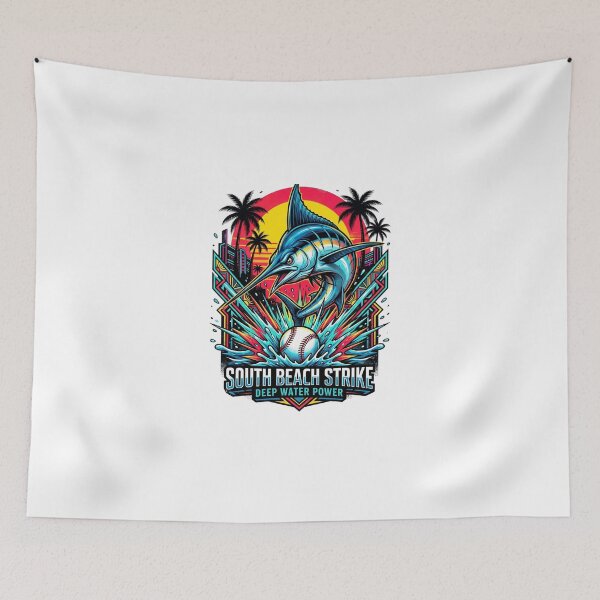 Item preview, South Beach Baseball Marlin T-Shirt - Aggressive Marine Mascot Art designed and sold by Pandora´s Box.
