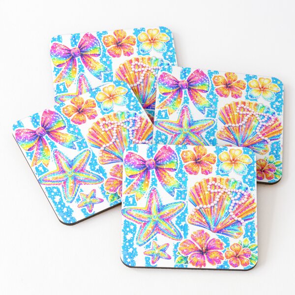 Item preview, Rainbow Beach Sticker Sheet – Bows, Shells & Hibiscus designed and sold by Marie Gems.