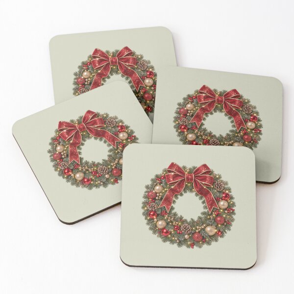 Item preview, Glittering Red and Gold Christmas Wreath designed and sold by MIRANDA CREATIVE.