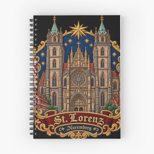 Item preview, St. Lorenz Nuremberg Gothic Church Embroidery – Ornate Architectural Travel Crest designed and sold by Emoji Emblems.