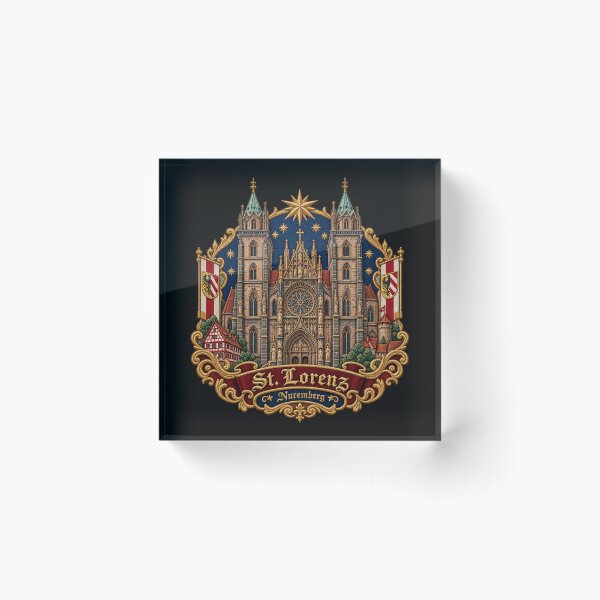 Item preview, St. Lorenz Nuremberg Gothic Church Embroidery – Ornate Architectural Travel Crest designed and sold by Emoji Emblems.