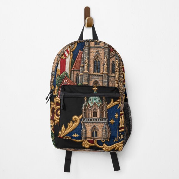 Item preview, St. Lorenz Nuremberg Gothic Church Embroidery – Ornate Architectural Travel Crest designed and sold by Emoji Emblems.