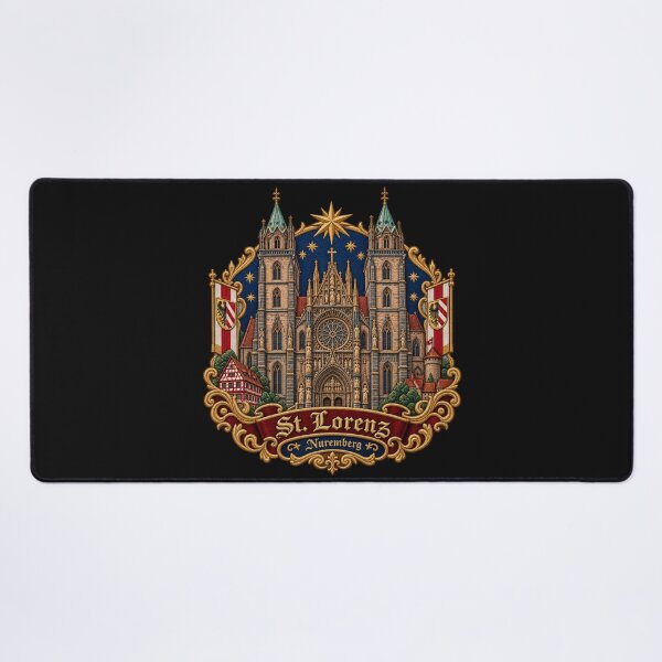Item preview, St. Lorenz Nuremberg Gothic Church Embroidery – Ornate Architectural Travel Crest designed and sold by Emoji Emblems.