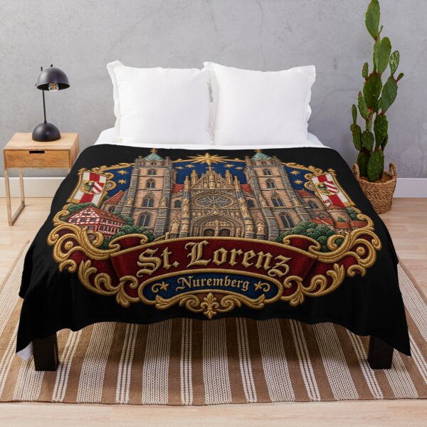 Item preview, St. Lorenz Nuremberg Gothic Church Embroidery – Ornate Architectural Travel Crest designed and sold by Emoji Emblems.