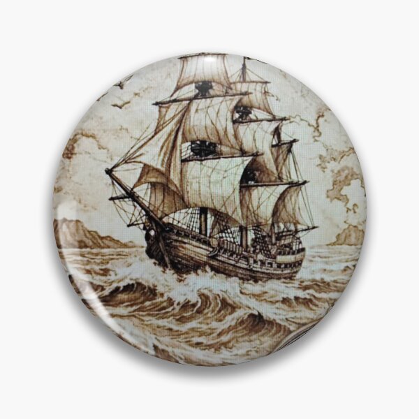 Item preview, Ship And Compass Print designed and sold by Lichentroupe63.