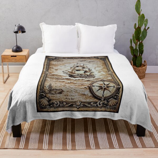 Item preview, Ship And Compass Print designed and sold by Lichentroupe63.