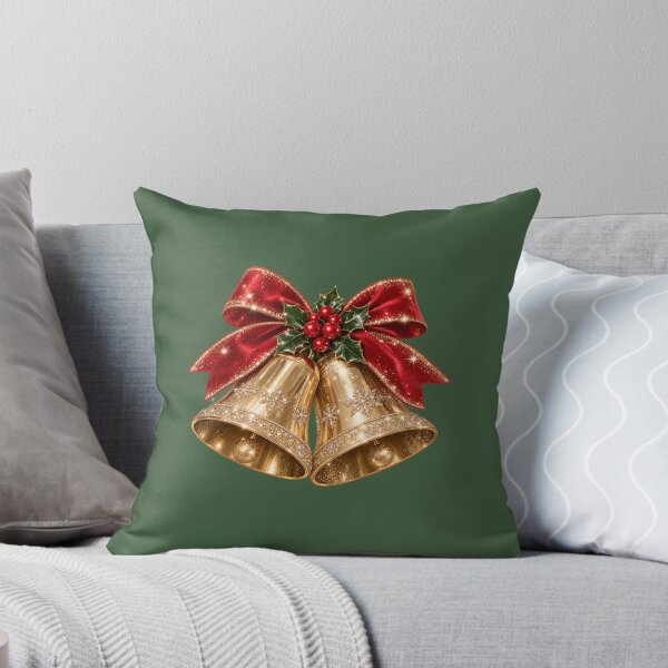 Item preview, Glittering Golden Bells with Holly Bow designed and sold by MIRANDA CREATIVE.