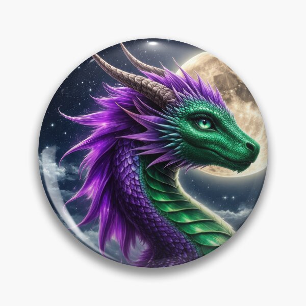 Item preview, Purple Emerald Dragon Under Full Moon – Mystical Fantasy Dragon Artwork designed and sold by DrakariArt.