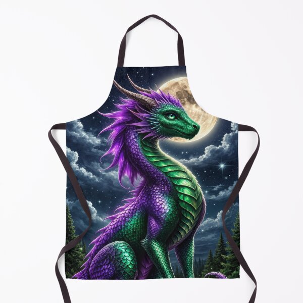 Item preview, Purple Emerald Dragon Under Full Moon – Mystical Fantasy Dragon Artwork designed and sold by DrakariArt.