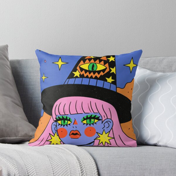 Item preview, Colorful Celestial Witch Girl with Moon and Stars designed and sold by Sunday Margaritas Art.