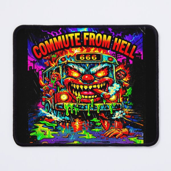 Item preview, Commute From Hell – Funny Sarcastic Bus Ride & Metal Horror Art designed and sold by OmniaGlobal.
