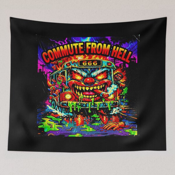 Item preview, Commute From Hell – Funny Sarcastic Bus Ride & Metal Horror Art designed and sold by OmniaGlobal.
