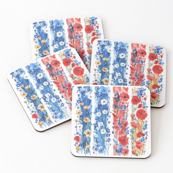 Item preview, Wildflower Stripes Watercolor – Red, White & Blue designed and sold by Marie Gems.