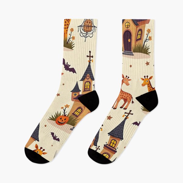 Item preview, Halloween Zoo Pattern Haunted Castle Cute Giraffe Design designed and sold by ArtDesignTp.