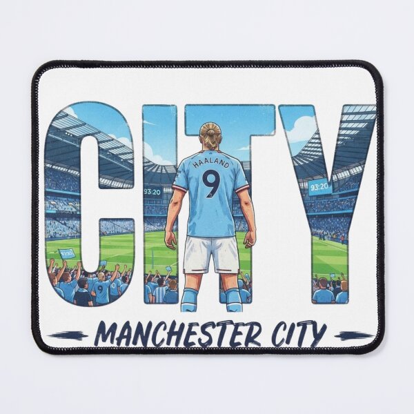 Item preview, Erling Haaland Manchester City Stadium Typography Art designed and sold by annaarthk.