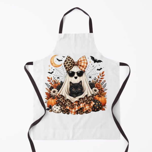 Item preview, Halloween Ghost Cat in Sunglasses with Pumpkin Florals designed and sold by anapldv.