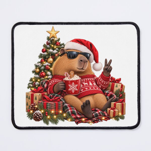 Item preview, Festive Capybara With Cocoa – Cozy Christmas Animal Art designed and sold by RAX Mirth Studio.