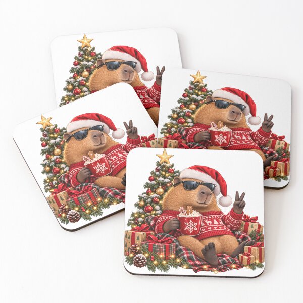 Item preview, Festive Capybara With Cocoa – Cozy Christmas Animal Art designed and sold by RAX Mirth Studio.