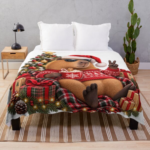 Item preview, Festive Capybara With Cocoa – Cozy Christmas Animal Art designed and sold by RAX Mirth Studio.