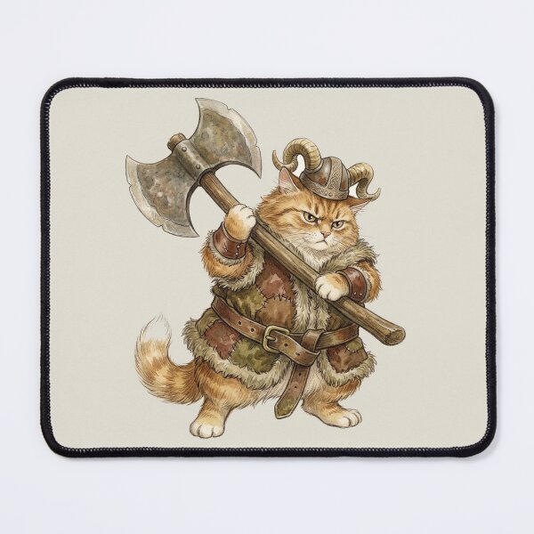 Item preview, Cute Fluffy Barbarian Cat - Funny D&D Cat Warrior RPG Fantasy Gamer Gift designed and sold by StreetNovaInk.