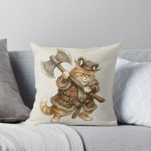 Item preview, Cute Fluffy Barbarian Cat - Funny D&D Cat Warrior RPG Fantasy Gamer Gift designed and sold by StreetNovaInk.
