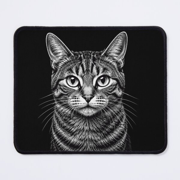 Item preview, cat portrait black and white hand drawn realism designed and sold by anapldv.