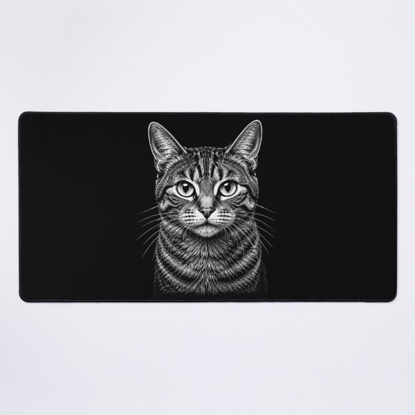 Item preview, cat portrait black and white hand drawn realism designed and sold by anapldv.