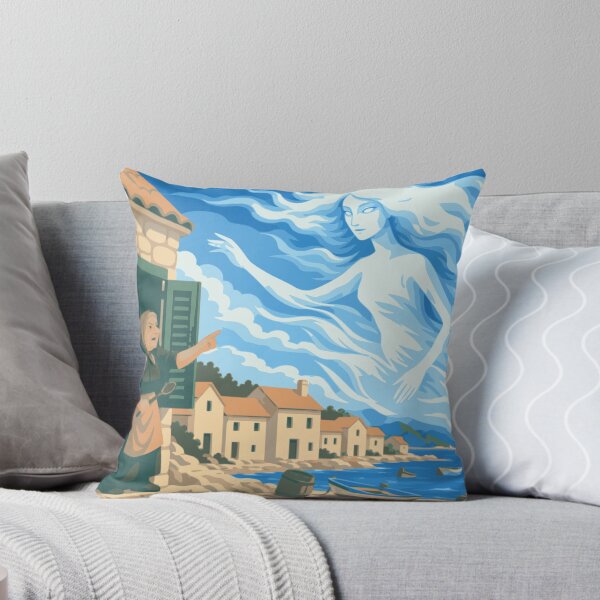 Item preview, Stories the Bura Remembers Art Print, Croatian Coastal Wall Art, Grandmother and Boy Illustration, Adriatic Folk Art, Mediterranean Decor designed and sold by Studio pod Burom.