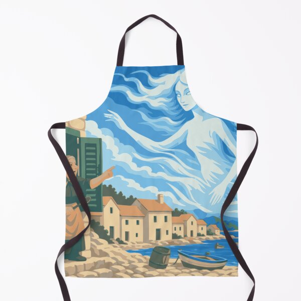 Item preview, Stories the Bura Remembers Art Print, Croatian Coastal Wall Art, Grandmother and Boy Illustration, Adriatic Folk Art, Mediterranean Decor designed and sold by Studio pod Burom.