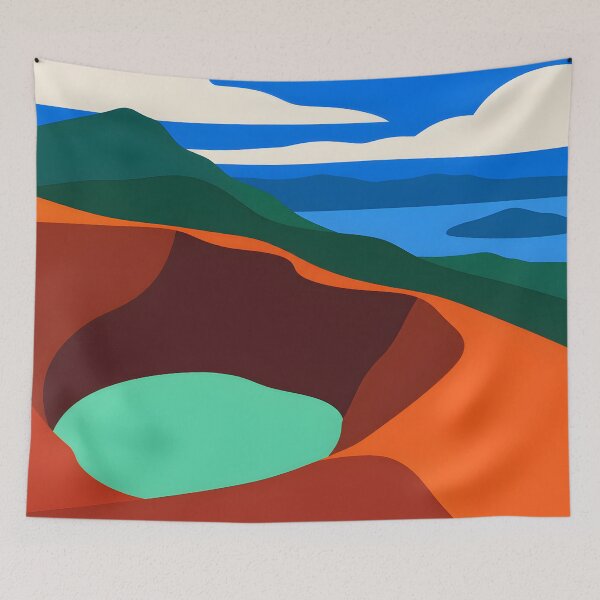 Artikelvorschau, Colorful Volcanic Crater Lake Landscape entworfen und verkauft von GutyzDesignsES.