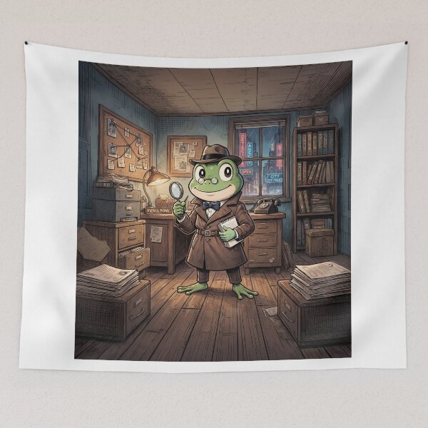Artikelvorschau, Detective Frog Anime Style entworfen und verkauft von Home Decor Art.