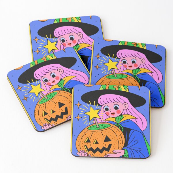Item preview, Cute Halloween Witch Girl Brewing Pumpkin Potion designed and sold by Sunday Margaritas Art.