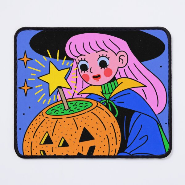 Item preview, Cute Halloween Witch Girl Brewing Pumpkin Potion designed and sold by Sunday Margaritas Art.