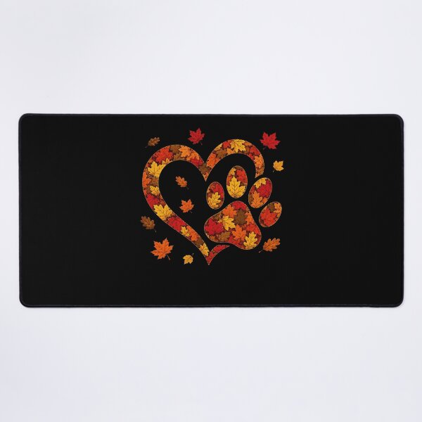 Item preview, autumn paw print heart with falling leaves designed and sold by anapldv.