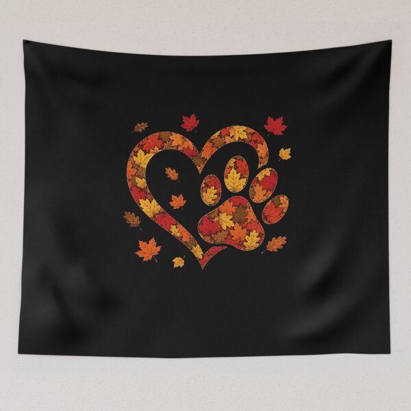 Item preview, autumn paw print heart with falling leaves designed and sold by anapldv.