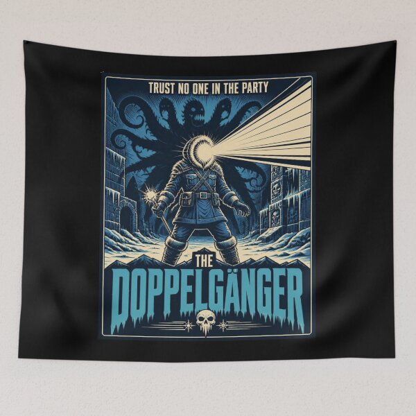 Item preview, The Doppelganger Arctic Horror Movie Poster Shirt Sci-Fi Parody RPG Tee designed and sold by Dice_Goblin_Studio.