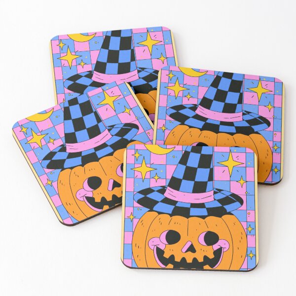 Item preview, Checkerboard Jack O Lantern with Witch Hat designed and sold by Sunday Margaritas Art.