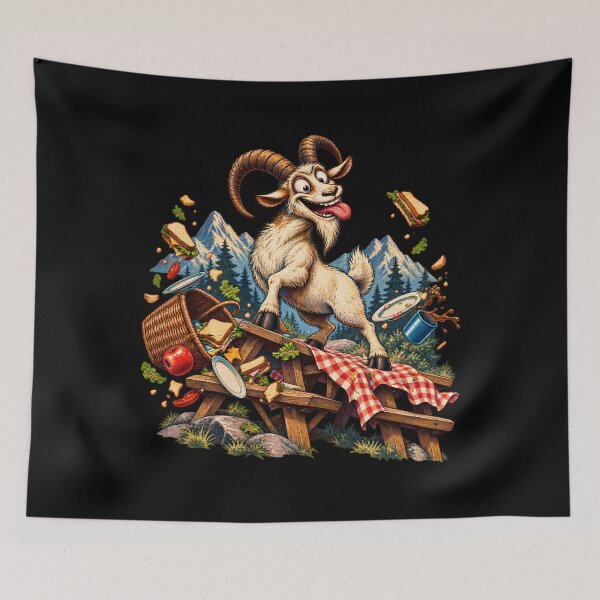 Item preview, Funny Mountain Goat Picnic Adventure designed and sold by RkskArt.