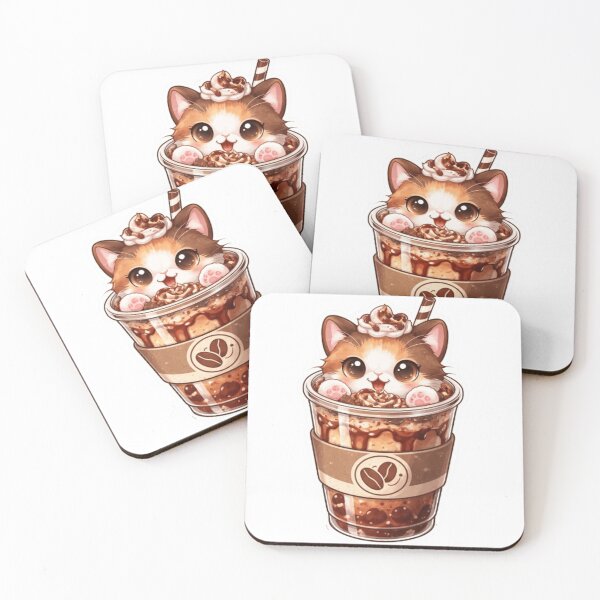 Item preview, Cute Cat Drinking Coffee Sticker | Kawaii Coffee Cat and Cozy Cafe Aesthetic designed and sold by Sepia soul.